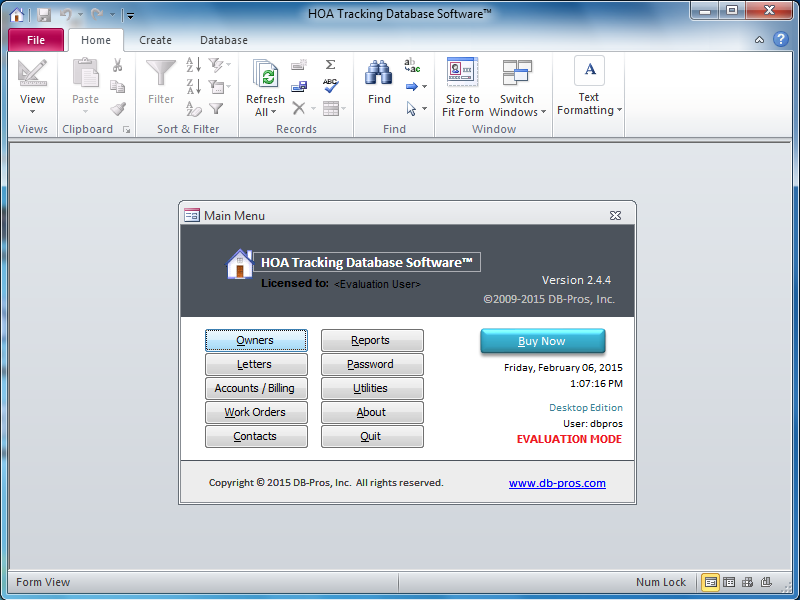 HOA Tracking Database Software 2.4.4 screenshot