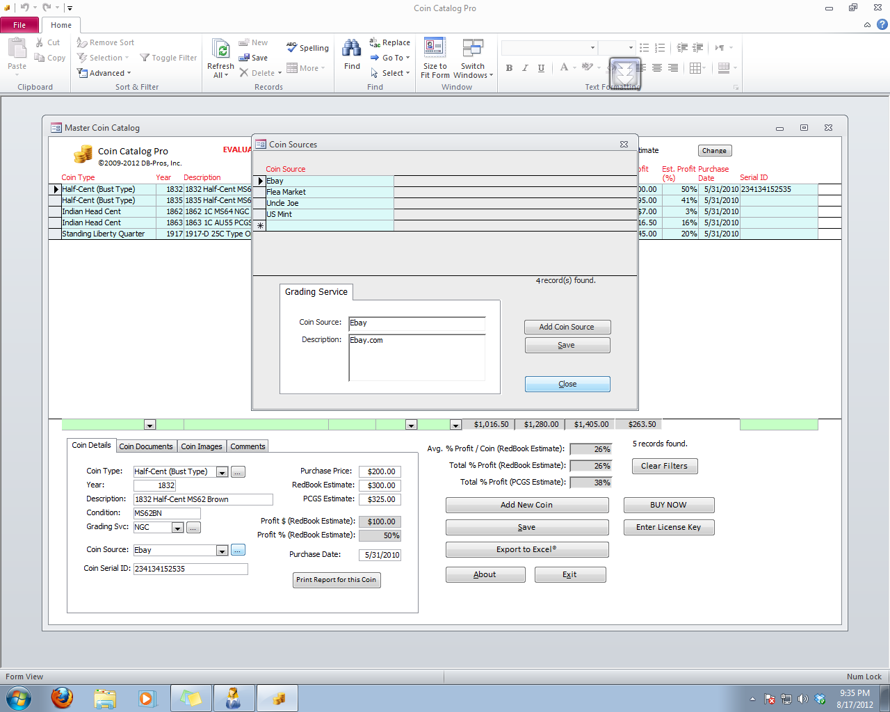 Coin Collecting Software, Coin Catalog Pro™ Coin