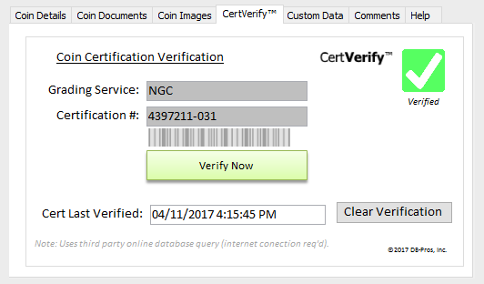 Collecting Software, Coin Catalog Pro for Windows