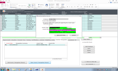 HR Tracking Database Software - Save Recognition and Award Information
